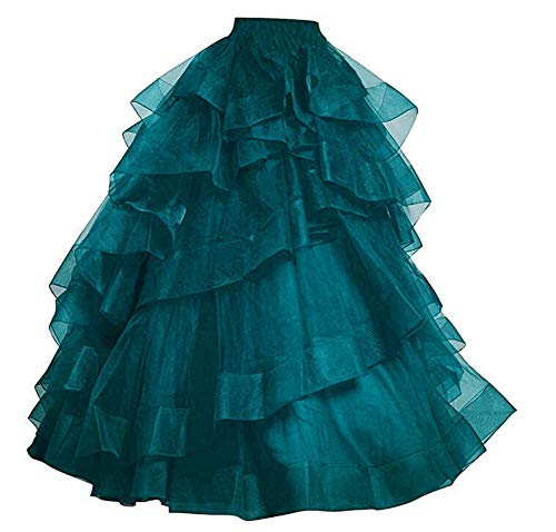 Aiyue Yishen Women's Maxi Bridal Skirt Wedding Skirt Long Organza Skirt for Women Party Prom Skirt Lake Blue