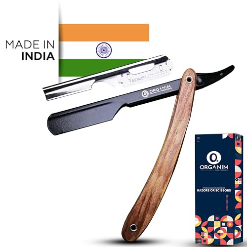 Image of Barber Shaving Razor for Men with Wooden Handle | Stainless Steel Slider Head Razor for Salon and Home Grooming | Manual Beard Shaving and Trimming Razor for Barbers (Black)