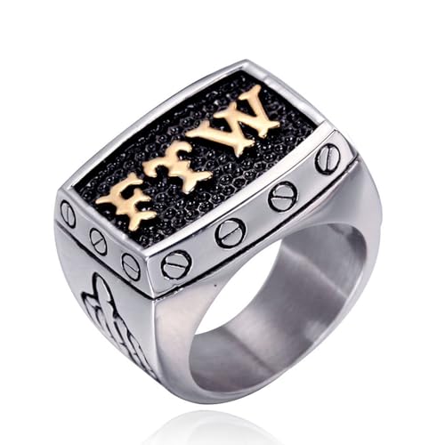 エッジな FTW リング 男性用ステンレススチール パンク 反骨 バイカージュエリー (シルバー/ゴールド/ツートーン)指輪のサイズ28号(US13)