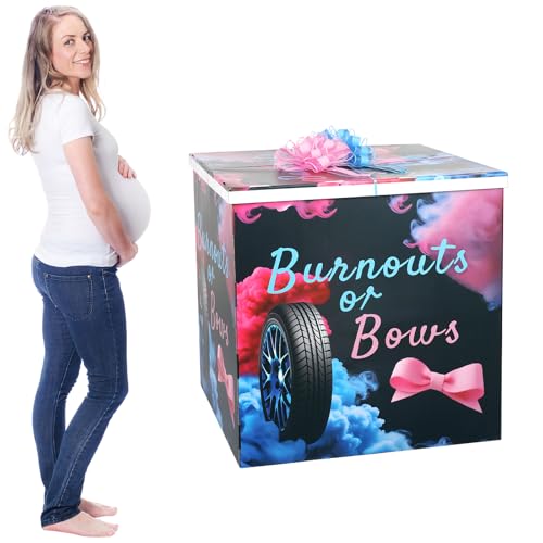 AmazingSpark 28in Giant Gender Reveal Gift Box Kit, Burnouts or Bows