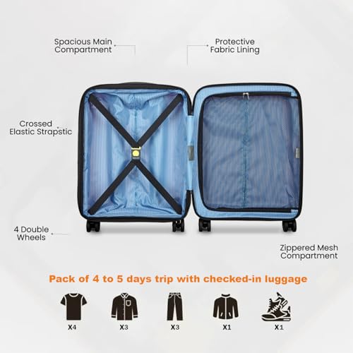 Image of DELSEY PARIS Unlock 55 CM Small Cabin Polypropylene 8 Wheels Pink and Expandable Hard-Sided with Global Warranty 2 Years Trolley Bag /Suitcase /Luggage /Lightweight
