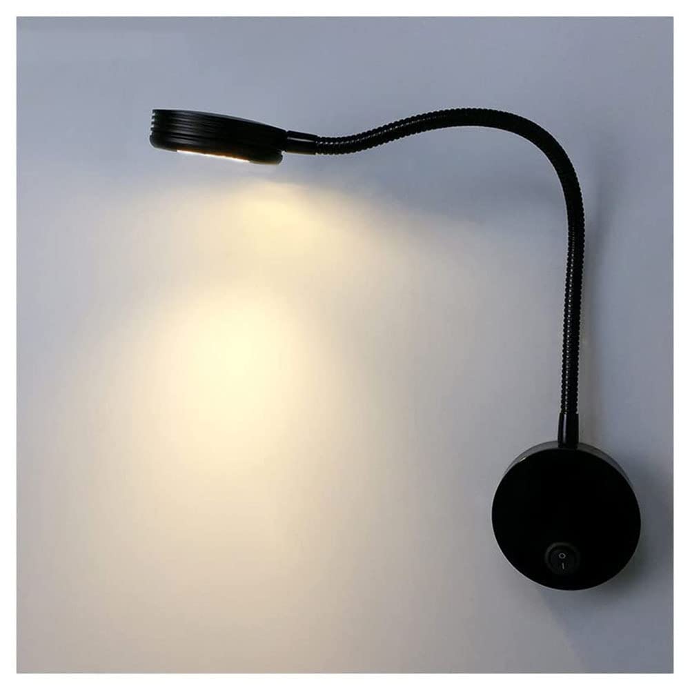 Wlxjdj Black Flexible Gooseneck Led Wall Reading Light, 5W Wall Mounted Bedside Lamp Warm White 3000K With Switch For Bedroom Study Room Office Workbench Hotel,