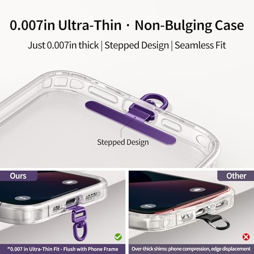 Image of saxsion Phone Tether Tab & Lanyard Tab, 360 Swivel Clip - Ultra Thin Stainless Steel Universal Patch for All Phone Cases