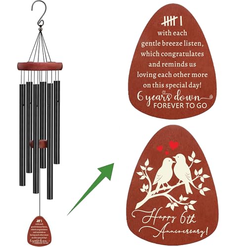 Product Image of the 6th Anniversary Wind Chime,Anniversary Wedding Gifts for Couples 6th Anniversary for Husband Wife Gifts for Women Men,Iron Anniversary Marriage Presents for Her or Him
