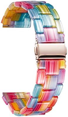 Resin Watch Bands Replacement Watch Straps for Men Women 14 Colors Quick Release Lightweight Wrist Bands in 3 Sizes 18/20/22mm Fashion Skin-Friendly Watch Bracelets Smartwatch band (Rainbow, 18mm)