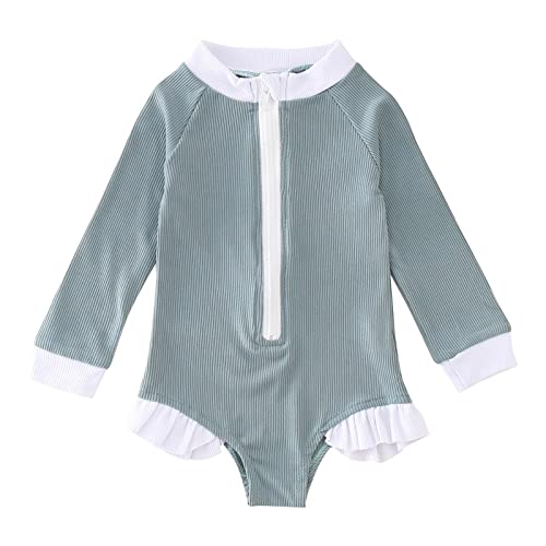 KAGAYD Baby Toddler Boys Girls Zipper Rash Guard Swimsuit 1-Pieces Beach Swimwear Bathing Suits for Child