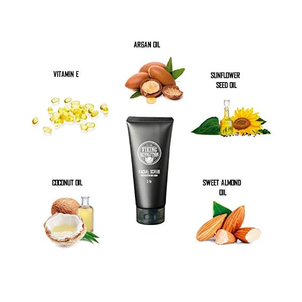 Viking Revolution Microdermabrasion Face Scrub for Men - Facial Cleanser for Skin Exfoliating, Deep Cleansing, Removing Blackheads, Acne, Ingrown Hairs - Men's Face Scrub for Pre-Shave (1 Pack)
