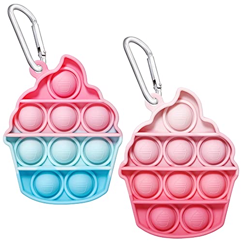 EVERMARKET Push Pop Bubbles Fidget Sensory Toy Keychains, 2 Pack Mini Ice Cream Bubble Popper Stress Reliever Silicone Relax Toys Keychain, Pink Rainbow Color Pop Bubble Fidget Block Toys, K-021 EVERMARKET Push Pop Bubbles Fidget Sensory Toy Keychains, 2 Pack Mini Ice Cream Bubble Popper Stress Reliever Silicone Relax Toys Keychain, Pink Rainbow Color Pop Bubble Fidget Block Toys, K-021