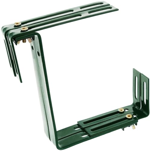 com-four® 4X Blumenkastenhalter für Balkon-Brüstungen und Geländer - Flexible Befestigung aus Metall für Pflanzkästen - 2-Fach verstellbar - kein Bohren notwendig (4 Stück - grün)