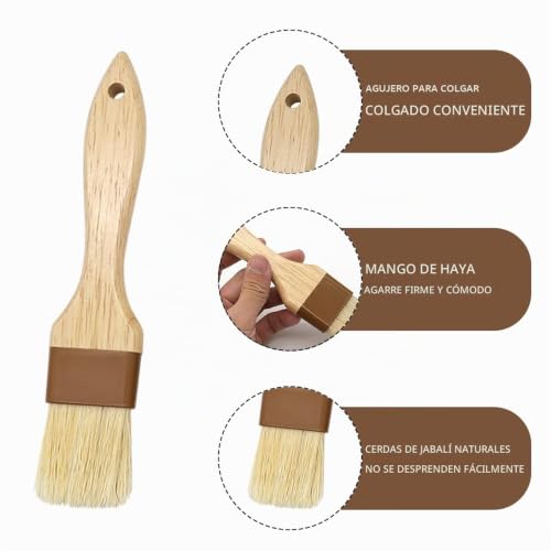 Miniatura 3 de Ydhfdc 4 Piezas Pincel Cocina Pincel De Repostería De Madera Brocha De Pastelería Cepillos Para Repostería Para Barbacoa, Cocina, Horneado Pequeño Mediano