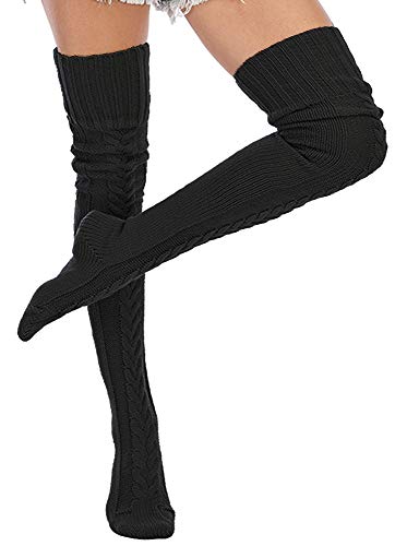 Image of Leoparts Women's Cable Knitted Thigh High Boot Socks Extra Long Winter Stockings Over Knee Leg Warmers