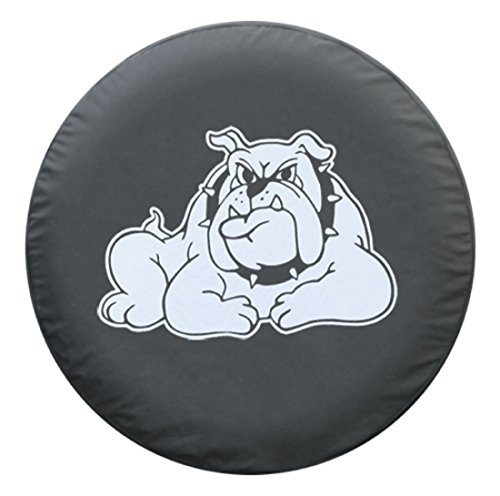 Boomerang 30" Bull Dog - Spare Tire Cover - (Black Denim Vinyl) - White Print