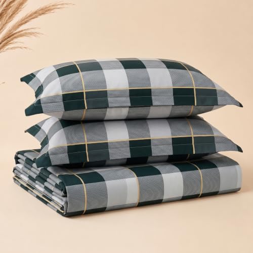 Image of BSB HOME 240 TC Cotton Feel Bedsheet with 2 Pillow Covers, Soft & Breathable Printed Double Bed Sheet for Bedroom, Fade Resistant & Easy Care Design - 90 x 100 Inches (228 x 254 cm) - Hunter Green