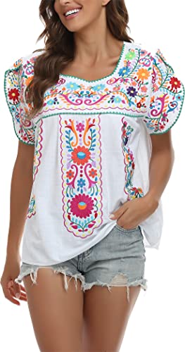 Yzxdorwj Women Mexican Embroidered Shirt (Xxxl, 633Wg) #TOP4