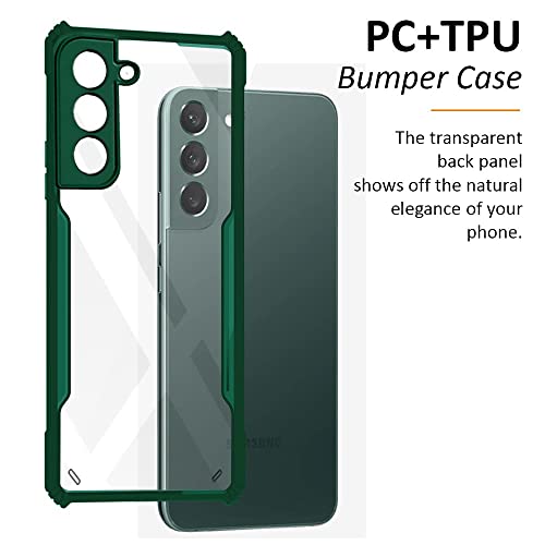 Image of WOW IMAGINE Shock Proof Clear Protective Back Case for Samsung Galaxy S22 Plus 5G - AirEDGE Technology | 360 Degree Camera Protection | Transparent Hybrid Back Case Mobile Cover - Green