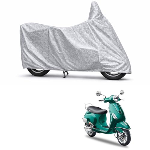 Image of 100% Waterproof Two Wheeler Body Cover Multi Layered Fabric Designed for Vespa VXL150 | Belt Buckle Lock | Silver Mag