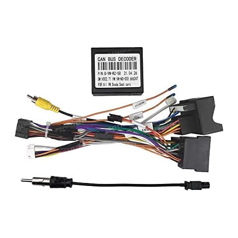 16pin Car Radio Stereo Power Wiring Harness Cable w/Can Bus decoder Compatible for VW Jetta/CC/Polo/Passat/Golf Skoda Cover