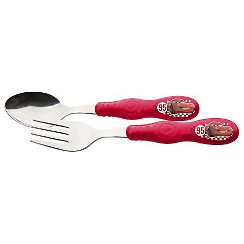 Zak! Designs Easy Grip Flatware, Children's Spoon and Fork with Disney Cars Graphics