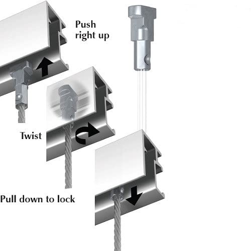 Image of Art Hanging Gallery Rail System 6.5ft Long 2 4.9ft Perlons 2 Adjustable Hooks