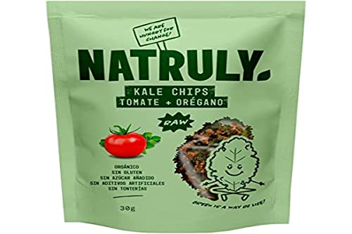 Natruly Kale Chips Sabor Italiano - Snack Saludable Orgánico Cruijiente con Semillas, Sin Gluten -30g