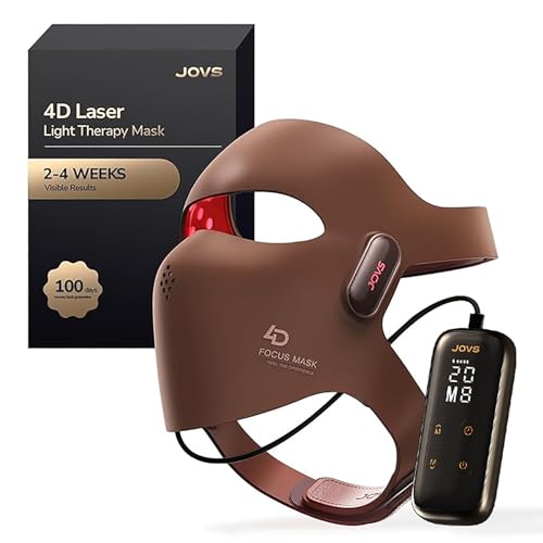 JOVS 4D Laser Therapy Mask for Face, LED Red Light Therapy Face Mask with 4 Wavelengths for Deep...