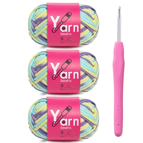 Image of Crochet Yarn 150g /163.5yds Cotton Yarn for Crocheting - Crochet Knitting Yarns for Beginners with Easy-to-See Stitches - Yarn for Crocheting - Parfait Chunky Yarns -Cotton-Nylon Blend (A1)