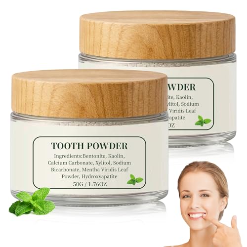 2PCS Hydroxyapatite Tooth Powder Remineralizing Tooth Powder with Mint Hydroxyapatite Gently Cleans Supports Strong Teeth & Fresh Breath Daily Oral Care 50g