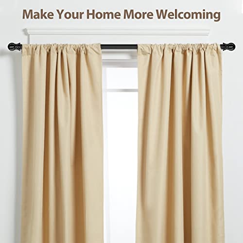 Curtain Rods, 24 To 50 Inch Curtain Rod For Windows, 1" Dia Heavy Duty Splicing Curtain Rod With Bracket, Adjustable Easy Install Drapery Rod For Patio Outside, Bedroom, Living Room, Kitchen, Black #TOP6