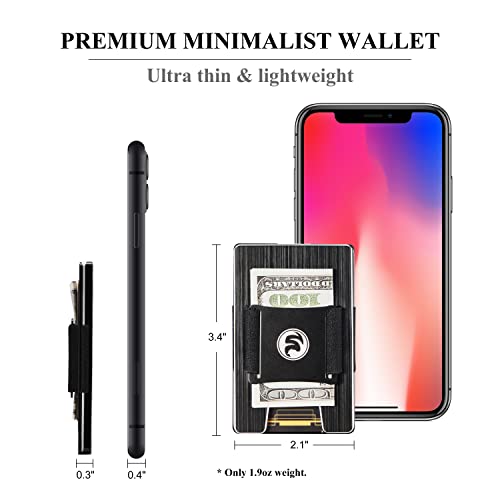 Hiesgie Men Minimalist Metal Wallet With Cash Strap | Engraved Vintage Death Scythe Skull Wallets | Personalized Rfid Blocking Aluminum Credit Card Holder | Slim Front Pocket Edc Tactical Money Case #TOP2