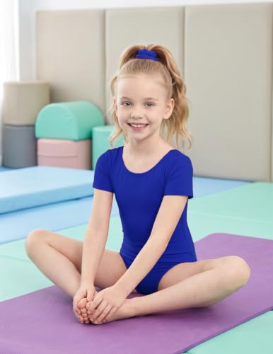 Image of Zaclotre Girls Gymnastics Leotards Crisscross Back Ballet Dance Outfits | Team Basic Leotard,Classic Short Sleeve,Hollow Back,High Stretch,Perfect Fit,Soft Cotton,Breathable,Ballerina Costume