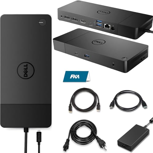 Dell WD19 180W Docking Station HDMI/Dual DisplayPort Dell Docking Station with 130W Power Delivery Dual Monitor Support Bundle with 180W Adapter HDMI/DP Cables (Renewed)