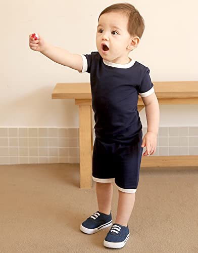 Vaenait Baby 6M-12Y Kids Boys Girls Toddler Solid Cotton Daily Short Summer Pajamas Pyjamas Sleepwear Set Macaron4