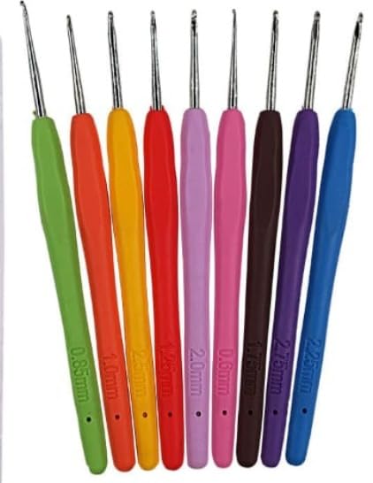 53 Arts 9PCS Small Lace Crochet Hooks Set | Steel Knitting Needles with TPR Soft Rubber Handle | Ergonomic Grip Crochet Tools for Handcraft, Lace Work, Knitting, DIY Craft & Fine Yarn Projects-image-22