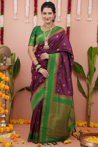 Image of SGF11 Women's Kanjivaram Pure Soft Silk Saree With Unstitched Blouse Piece