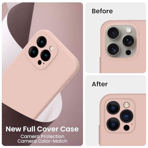 Image of FireNova Designed for iPhone 16 Pro Max Case, Silicone Upgraded [Camera Protection] Phone Case, Soft Anti-Scratch Microfiber Lining Inside, 2024, Pinksand