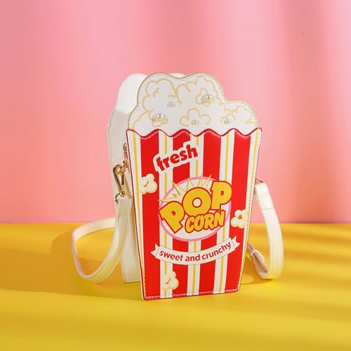 Popcorn Purse Novelty Food Shaped Crossbody Shoulder Bag Cute Pearl Stylish Vegan Leather Handbag Zipper Gifts2