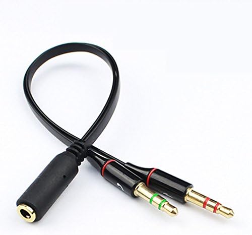 [All Kinds of 3.5mm Y Cable Spliter] FEIDOL 3.5mm Female to 2 Male Headphone Mic Audio Y Splitter Cable with Separate Headphone/Microphone Plugs
