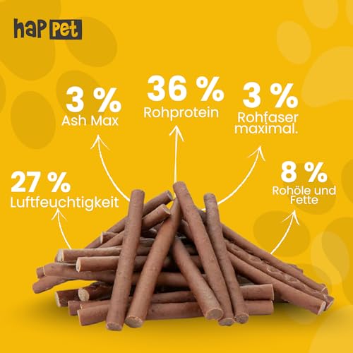 HAPPET Hundegröße - 100g Rinderkabanos - natürlicher Trainingsbeiß, gesunder und leicht verdaulicher Snack, reich an Eiweiß und fettarm, fördert die Mundhygiene