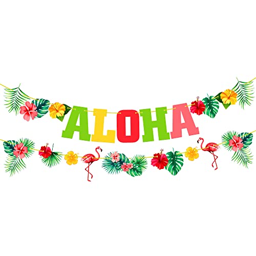 Image of KatchOn, Aloha Banner for Hawaiian Party Decoration - 10 Feet, No DIY | Banner For Luau Party Decoration | Aloha Party Decorations | Aloha Party Banners For Beach Party, Pool Party | Luau Banner Decor