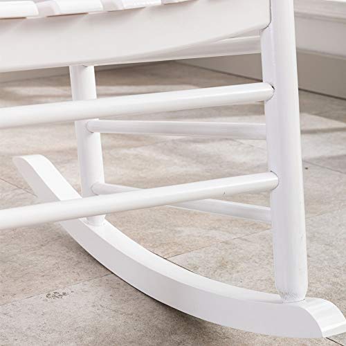 Bplusz Patio Rocking Chair Outdoor Furniture Comfy Rocker For Adults Porch Lawn Room Indoor Wooden White #TOP5