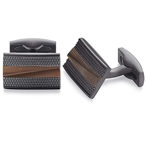 HONEY BEAR Rectangle Cufflinks for Men Shirt Steel Business Wedding Gift Brown