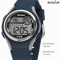 SINAR Unisex Armbanduhr Jungen Mädchen Jugenduhr Sportuhr Outdoor Digital Quarz 10 bar mit Silikonband und Licht Dunkelblau XE-64-2 – Ansicht 5
