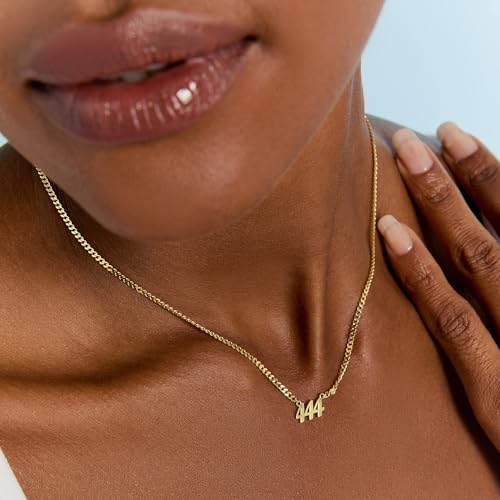 Angel Number Necklace, Dainty 14K Gold Plated Number Pendant Necklace Simple Personalized Necklaces for Women Trendy Gold Choker Necklaces for Woman Fashion Non Tarnish Jewelry for Women3
