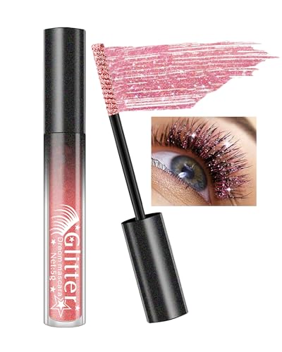 Mascara à Paillettes Rose, Mascara Diamant Pailleté Longue Durée Waterproof, Mascaras Couleur...