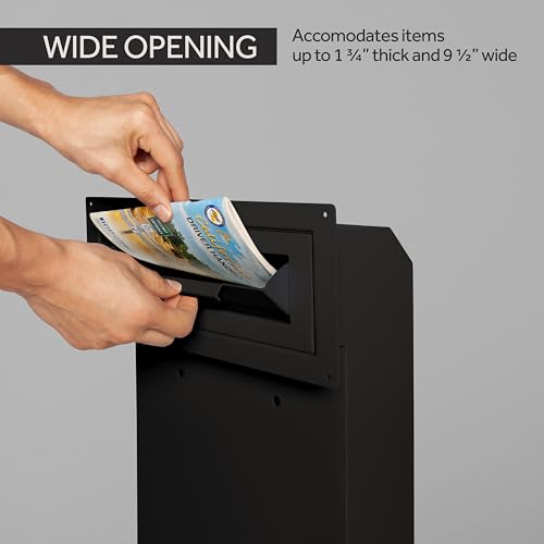 Image of Durabox Through-the-Door Drop Box Deposit Safe 12 x 6 x 15 inch - Heavy Duty Steel Mailbox with Lock for Receiving Mail, Checks, Letters, Cash and more for Home, Office and Commercial Use (D500) (Black)