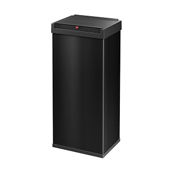 Hailo Big-Box Swing XL Waste bin | 1 x 52 liters / 11.4 gallons | Self-Closing Swing lid | Steel Sheet | Bin Liner Clamping Frame | Waste bin Kitchen Rectangular | Made in Germany | Black 0860-241