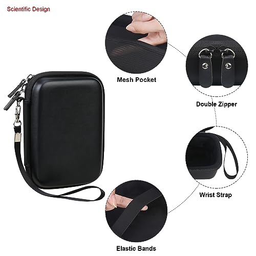 Image of Elonbo Carrying Case for KODAK Mini 2 Retro 2x3 inch P210R 4PASS Portable Photo Printer, Kodak Mini Instant Digital Camera Hard Travel Bag Storage Holder, Pocket Fits Film Cartridge, Black