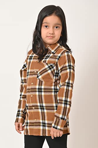 Image of Kids Cotton Shirt - Regular Fit Shirt for Girls & Boys, Unisex Full Sleeves Shirts, Collared Neck,Button Down Shirt, Checks Shirts for Casual Wear