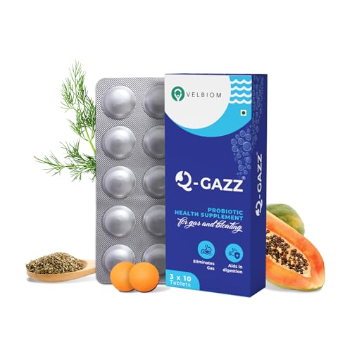 Image of Q Gazz Helps In Gas,Bloating And Indigestion| Clinically Proven Unique Blend Of Probiotics,Carminative Oils| Digestive Enzymes| Dill & Ajwain Oil| Bowel Movement| 30 Capsules