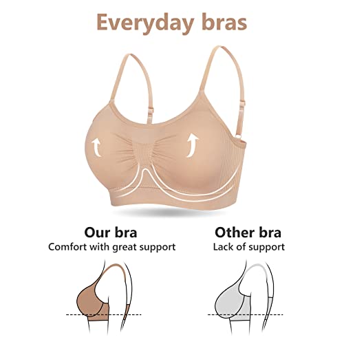 Omisy 4 Pack Bras for Women No Underwire, Padded Sport Bra Support, Comfort Wireless Bralette Adjustable Straps and Hook3